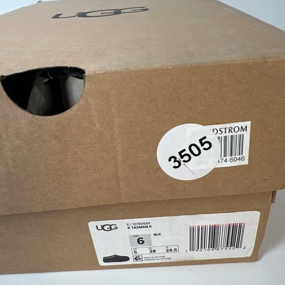 UGG Tasman II Embroidered Kids Slippers Black Suede Size Big Kid 6 - Picture 7 of 8